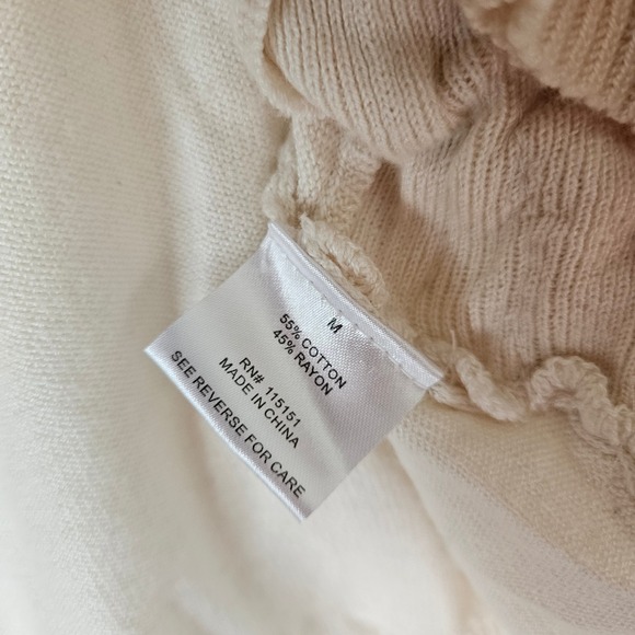 New Romeo Juliet Couture Ivory Ruffle Lace Trim Cardigan Sweater Size M Artsy - Picture 7 of 13
